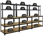 PROREGAL Mega Deal 3x Profi Werkbank GIANT BEAST 180x100x60cm Fachlast 175kg Schwarz