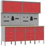 vidaXL Werkbank mit Schubladen 10-Tlg Rot Ingenieure Holz und Stahl 3321489
