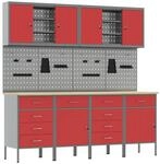 vidaXL Werkbank mit Schubladen 10-Tlg Rot Ingenieure Holz und Stahl 3321491