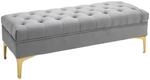 HOMCOM Sitzbank mit Erh&ouml;hten Beinen Schlafzimmer Samt Hellgrau 118 x 45 x 42 cm