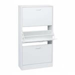 Relaxdays Schuhschrank Kipper Spanplatte Wei&szlig; mit Wandbefestigung 113 cm x 60 cm x