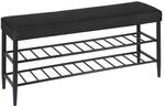 Relaxdays Schuhbank Eisen Schwarz 2 Ablagen 50 cm x 100 cm x 30 cm 7 kg