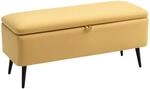 HOMCOM Sitzbank Polsterbank mit Stauraum Leinenoptik 101 x 38 x 44 cm Gelb