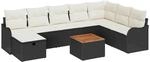 vidaXL Garten-Sofa-Set mit Kissen 9-Tlg Schwarz Poly Rattan 3359495