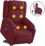 vidaXL Massagesessel mit Aufstehhilfe Wei&szlig;rot Stoff Modell 10