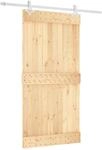 vidaXL Schiebet&uuml;r Natur und Wei&szlig; 100 x 210 cm Massivkiefer 3445106