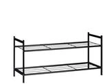 Relaxdays Schuhregal Metall Schwarz 2 Ebenen 33,5 cm x 69,5 cm x 26 cm 1,2 kg