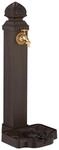 Relaxdays Standbrunnen Aluminium Eisen Dunkelbraun Gold mit Wasserhahn und Becken 77