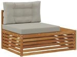 vidaXL Outdoor Endsofa 3 St&uuml;ck Natur und Hellgrau 115 x 83 x 73 cm 900574