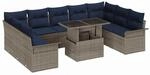 vidaXL Gartensofa-set mit Kissen mit Kissen 10 Stk Grau Poly Rattan 3357088