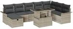 vidaXL Garten-Sofa-Set mit Kissen 9-Tlg Hellgrau Poly Rattan 3359699