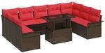 vidaXL Gartensofa-set mit Kissen mit Kissen 10 Stk Braun Poly Rattan 3357087
