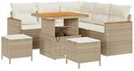 vidaXL 8-Teiliges Garten-Sofa-Set mit Kissen in Beige aus Poly Rattan und Akazie