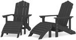 vidaXL Adirondack-Gartenst&uuml;hle 2 Stk mit Hockern HDPE Wei&szlig; 3095697
