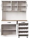 okwish K&uuml;chenschrank mit Rollwagen LED Beleuchtung Weinregal K&uuml;che 140x38x180cm