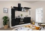 Respekta Premium K&uuml;chenzeile 240 cm Schwarz Hochglanz-Wei&szlig;