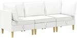 vidaXL Wohnzimmergarnitur mit Kissen mit Speicher 3 Stk Wei&szlig; Stoff 3413718