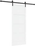 vidaXL Schiebet&uuml;r Wei&szlig; und Schwarz 83 x 202 cm Massives Kiefernholz 3445407