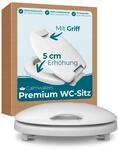 Calmwaters WC-Sitz Erh&ouml;ht +5cm Griff Absenkautomatik Made in EU Antibakteriell