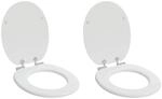 vidaXL Soft-Close Toilettensitz 2 Stk Wei&szlig; 44 x 38 cm MDF-Platte 3414529