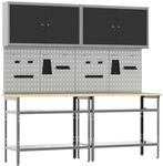 vidaXL Werkbank-Set 8-Tlg Schwarz und Grau Pulverbeschichteter Stahl 3321500