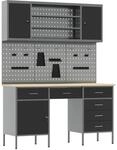 vidaXL Werkbank mit Schubladen 8-Tlg Schwarz Ingenieure Holz und Stahl 3321466
