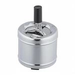 Relaxdays Aschenbecher Metall Silber mit Drehdeckel 11,5 cm x 8 cm 110 g