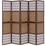 Homestyle4u 5-tlg. Paravent in Braun 220x175 cm 90