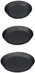 Relaxdays Obstbodenform 3er Set Stahl Anthrazit Antihaftbeschichtet &oslash; 21/26/28 cm
