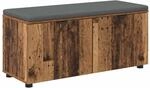 vidaXL Flurbank mit Kissen mit Regal mit T&uuml;r Altholz 100 x 38 x 46 cm 891494