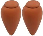 Relaxdays Bew&auml;sserungskegel Keramik Natur mit Deckel 2er-Pack 350 ml 16 cm x 8 cm