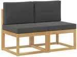 vidaXL 2 St&uuml;ck Outdoor Mittelsofa Massivholz Akazie Wei&szlig; 901465