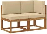 vidaXL Outdoor Mittel- und Ecksofa mit Kissen 2 St&uuml;ck Natur und Beige 900472