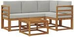 vidaXL Outdoor-Sofagarnitur mit Kissen 5 Stk Natur und Hellgrau 3366344