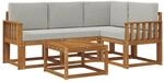 vidaXL Outdoor-Sofagarnitur mit Kissen 5 Stk Natur und Hellgrau 3366354