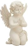 Relaxdays Grabengel Polyresin Creme Frostbest&auml;ndig 36 cm x 22,5 cm x 18 cm