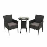 Relaxdays Gartenm&ouml;bel Set Polyrattan Schwarz 3-teilig f&uuml;r 2 Personen mit Glasplatte