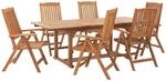 Beliani Gartentisch Set JAVA Heller Holzfarbton 90x220x74