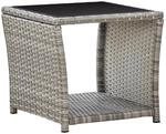 vidaXL Couchtisch Grau 45x45x40 cm Poly Rattan und Glas 46068