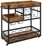 Costway 3 Ebenen Servierwagen Holz Glashalter Vintage