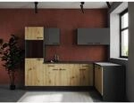 Respekta Winkelk&uuml;che Oliver 280 cm Artisan Eiche / Grau Matt ohne E-Ger&auml;te