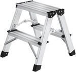 Tectake Doppelseitige Trittleiter 2 Stufen Aluminium Klappbar Rutschfest 38 x 42 5