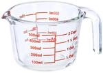 Relaxdays Messbecher Borosilikatglas Transparent Rot Hitzebest&auml;ndig 500 ml 9 cm x 13