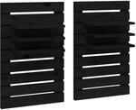 vidaXL Wand-Nachttische 2 Stk Schwarz Massivholz Kiefer 824767