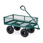 Relaxdays Handwagen Stahl Dunkelgr&uuml;n Klappbar 50 cm x 50 cm x 110 cm 14,7 kg