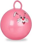 Relaxdays H&uuml;pfball Kinder PVC Pink Mit Griff 55 cm x 45 cm 0,4 kg