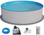 Planet Pool Stahlwandpool Set Rund Brasilia 300x120 cm Stahl 0,6 mm Wei&szlig; Folie 0,6