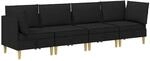 vidaXL Wohnzimmergarnitur mit Kissen mit Speicher 4 Stk Schwarz Stoff 3413684