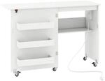Costway 2 In 1 N&auml;htisch Klappbar mit Ladestation N&auml;hmaschinenschrank Wei&szlig;