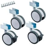 SOTECH 4er Set M&ouml;belrolle HAMM &Oslash;63 mm H&ouml;he 74,5 mm Wei&szlig; Grau 2x Ohne und 2x...